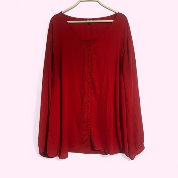 Torrid Red V-Neck Blouse 3x - Picture 1 of 9